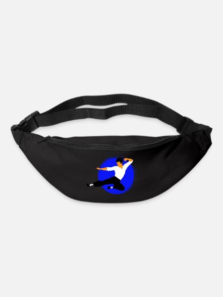 Karate Flying Kick in Blue Circle - Bum bag - black