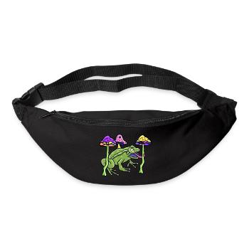 Psychoaktive Pilze mit Frosch - Gürteltasche - Schwarz - Vorne