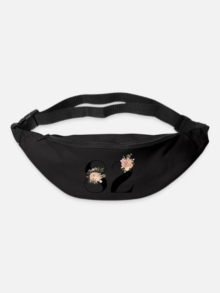 82e anniversaire fleuris (Cadeau de 82 ans) - Sac banane - noir