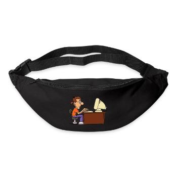 pc mann schreibtisch büro homeoffice beamter job - Gürteltasche - Schwarz - Vorne