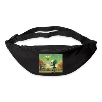 niedlich klein grün retro vintage alien fliegen einen drachen fliegen - Gürteltasche - Schwarz - Vorne
