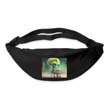 mignon petit extraterrestre rétro vert acheter des produits d’épicerie - Sac banane - noir - Devant