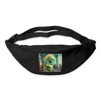cute little green retro vintage alien workout gym - Bum bag - black - Front