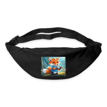 niedlicher kleiner Unhold, Fuchs im Alltag, der Flöte spielt - Gürteltasche - Schwarz - Vorne