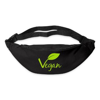 Vegan mit einem Blatt für Veganer und Vegetarier - Gürteltasche - Schwarz - Vorne