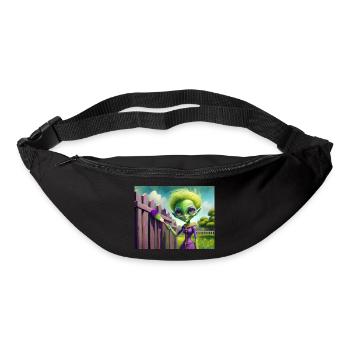 mignon petit vert rétro vintage alien peinture - Sac banane - noir - Devant
