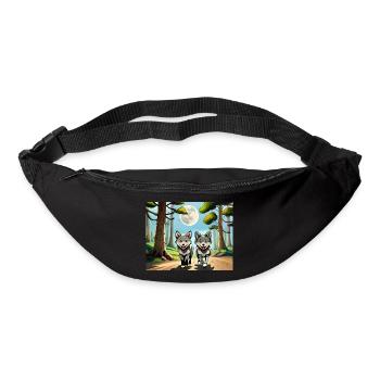 comptines allemandes comique deux petits loups - Sac banane - noir - Devant