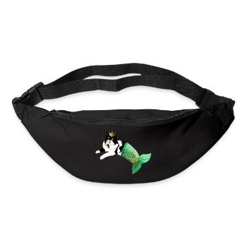 Schwarz-weiße Meerjungfrau Katze - Gürteltasche - Schwarz - Vorne