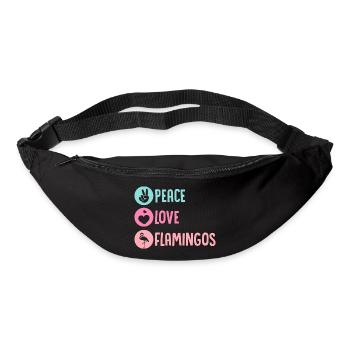 Paix Amour Flamants Mignon Oiseau Rose - Sac banane - noir - Devant