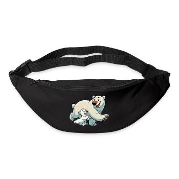 Polar bear mother with child frolicking - Bum bag - black - Front