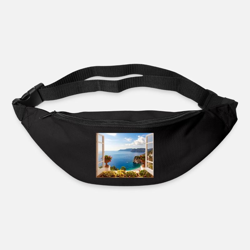 Panoramablick auf die Mittelmeerküste - Gürteltasche - Schwarz