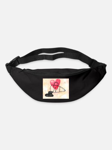 Heart Motif with Line Art Coffee Mug in Love - Bum bag - black