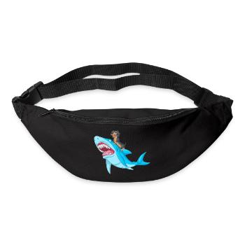 Dachshund Riding Shark Tee - Bum bag - black - Front