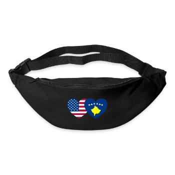 USA Kosovo Flagge Herz - Gürteltasche - Schwarz - Vorne