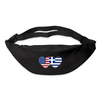USA Greece Flag Heart - Bum bag - black - Front