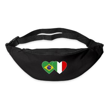 Italie Brésil Drapeau Coeur large - Sac banane - noir - Devant