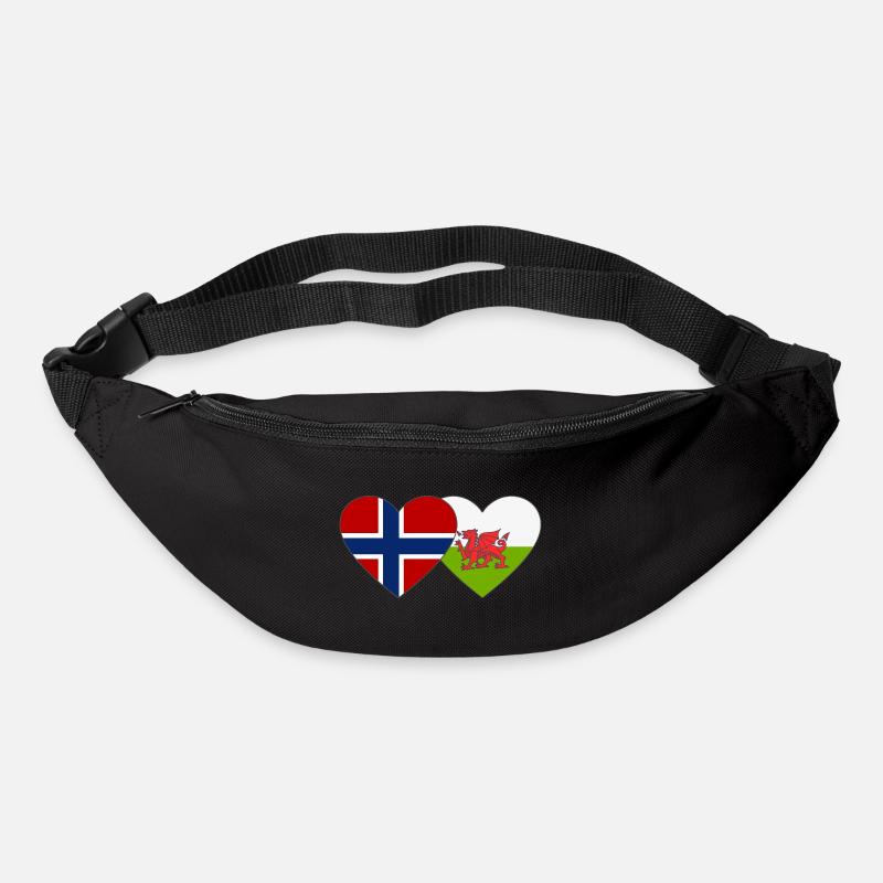 Norwegen Wales Flagge Herz - Gürteltasche - Schwarz