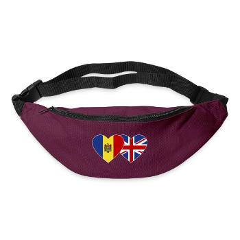 Moldawien England Flagge Herz - Gürteltasche - Burgunderrot - Vorne