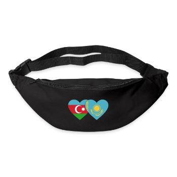 Aserbaidschan Kasachstan Flagge Herz - Gürteltasche - Schwarz - Vorne