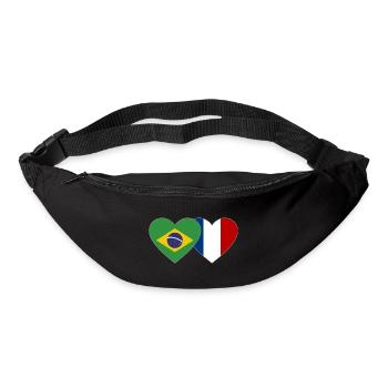 Brésil France Flag Coeur - Sac banane - noir - Devant