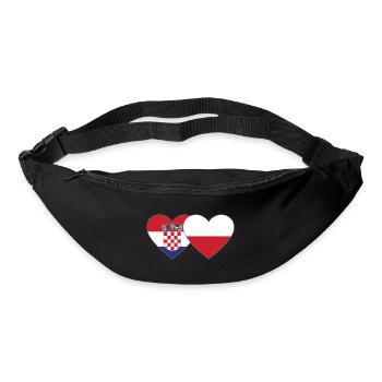 Kroatien Polen Flagge Herz - Gürteltasche - Schwarz - Vorne