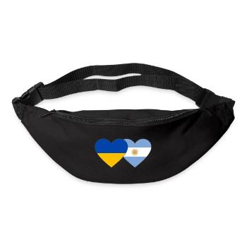 Ukraine Argentine Flag Heart - Sac banane - noir - Devant
