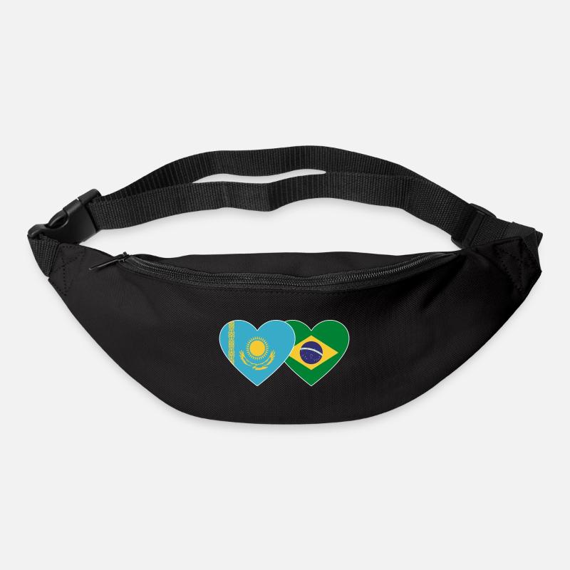 Kasachstan Brasilien Flagge Herz - Gürteltasche - Schwarz