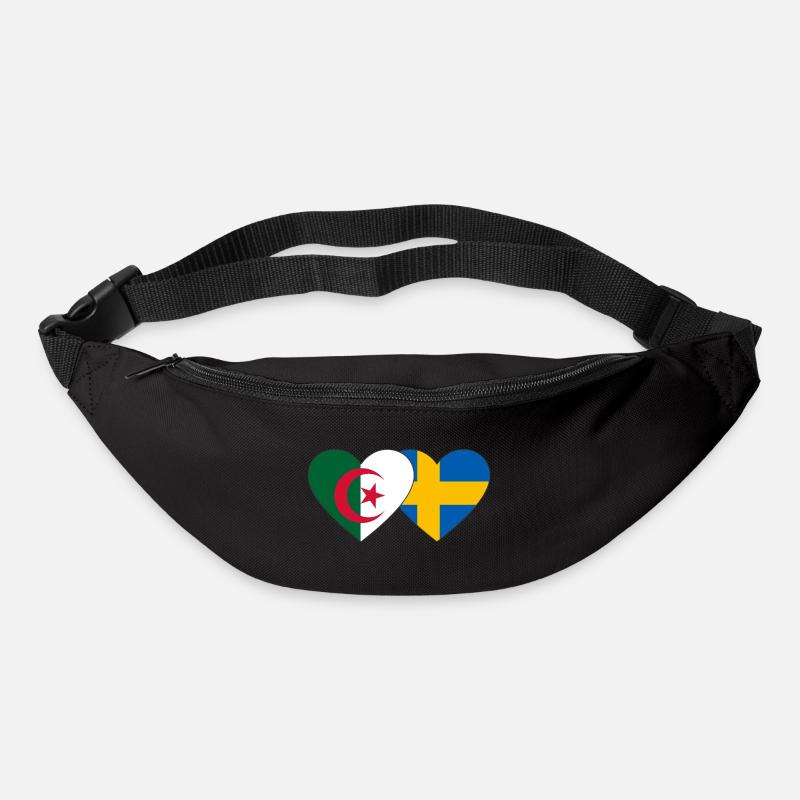Algérie Suède Drapeau Coeur - Sac banane - noir