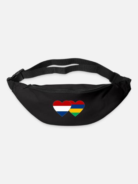 Cœur de drapeau de l’île Maurice en Hollande - Sac banane - noir