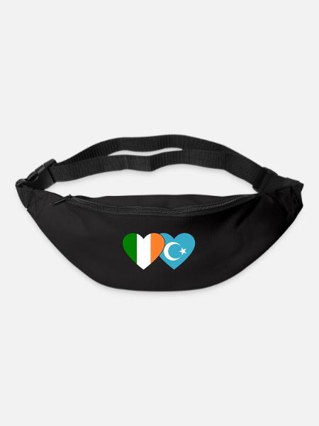 Irland Uiguren Flagge Herz - Gürteltasche - Schwarz