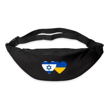 Israël Ukraine Flag Heart - Sac banane - noir - Devant