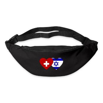 Suisse Israël Coeur Drapeau - Sac banane - noir - Devant