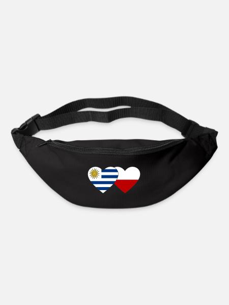 Uruguay Pologne Drapeau du cœur - Sac banane - noir
