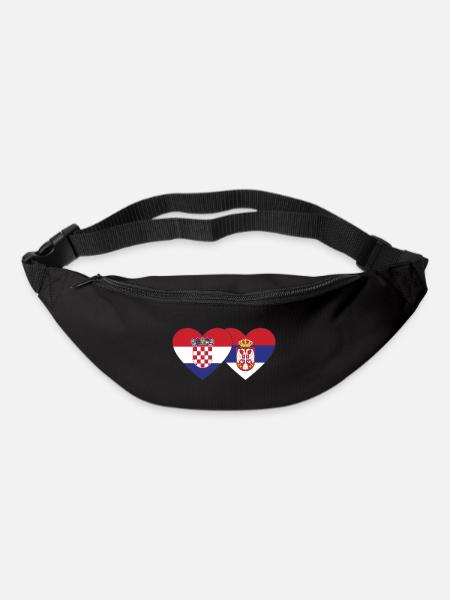 Kroatien Serbien Herz Flagge - Gürteltasche - Schwarz