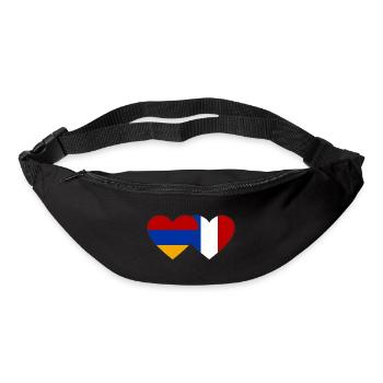 Arménie France Drapeau Coeur - Sac banane - noir - Devant