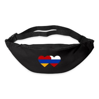 Arménie Russie Drapeau Coeur - Sac banane - noir - Devant