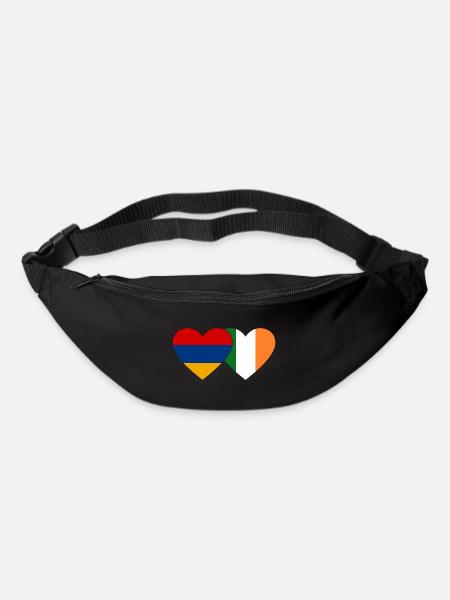 Arménie Irlande Drapeau Coeur - Sac banane - noir