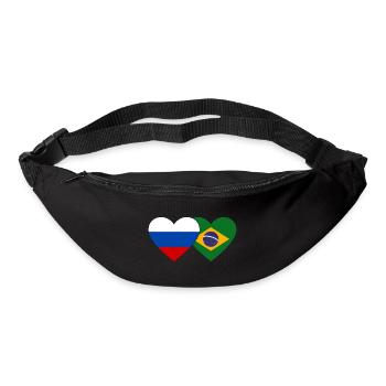 Drapeau de la Russie et du Brésil - Sac banane - noir - Devant