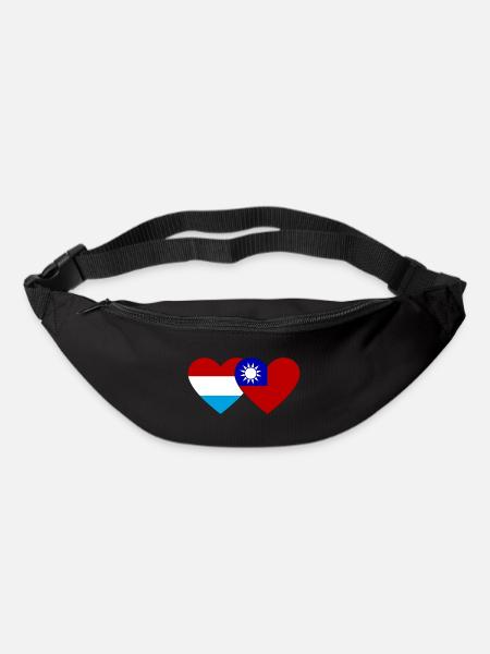 Luxemburg Taiwan Flagge Herz - Gürteltasche - Schwarz
