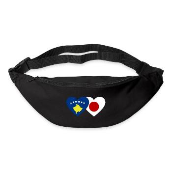 Kosovo Japan Flagge Herz - Gürteltasche - Schwarz - Vorne