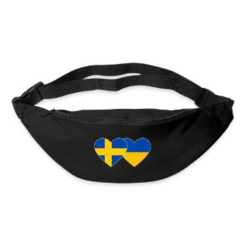 Suède Ukraine drapeau coeur - Sac banane - noir - Devant