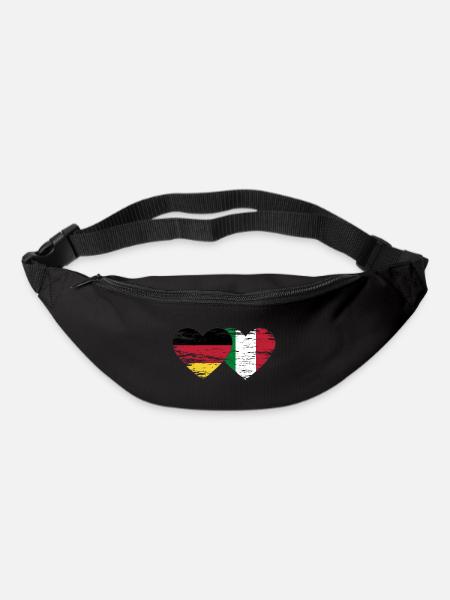 Deutschland Italien Flagge Herz used - Gürteltasche - Schwarz