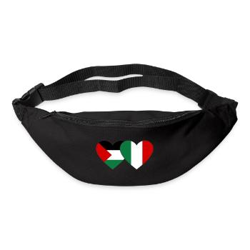 Palestine Italie drapeau coeur - Sac banane - noir - Devant