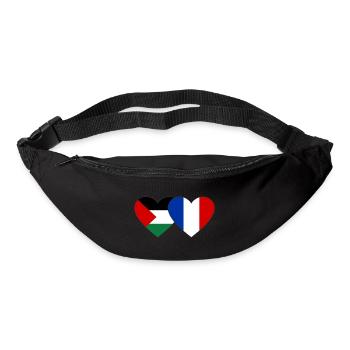 Palestine France Drapeau Coeur - Sac banane - noir - Devant