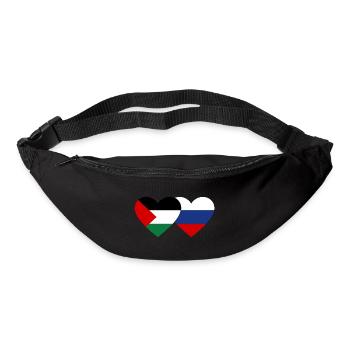 Palestine Russie drapeau coeur - Sac banane - noir - Devant