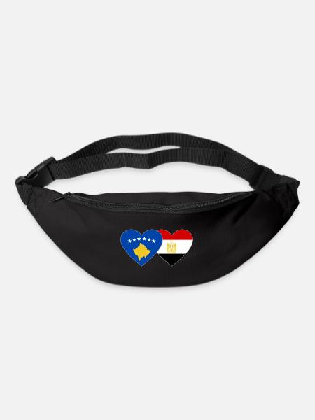 Kosovo Ägypten Flagge Herz - Gürteltasche - Schwarz