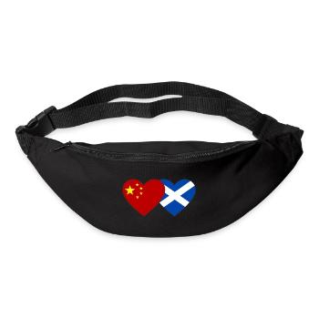 Ecosse Chine drapeau coeur - Sac banane - noir - Devant