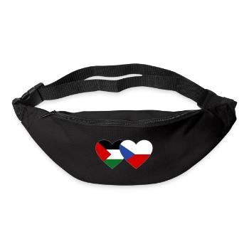 Palestine République tchèque Drapeau Coeur - Sac banane - noir - Devant