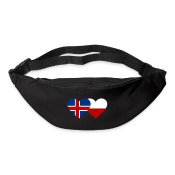 Islande Pologne Drapeau Coeur - Sac banane - noir - Devant