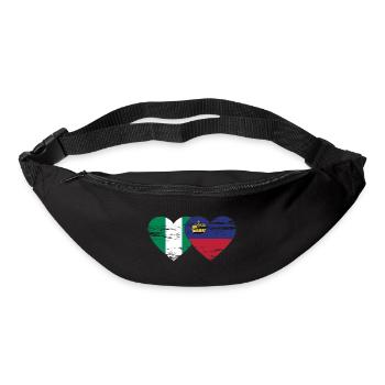 Nigeria Liechtenstein Flagge Herz used - Gürteltasche - Schwarz - Vorne